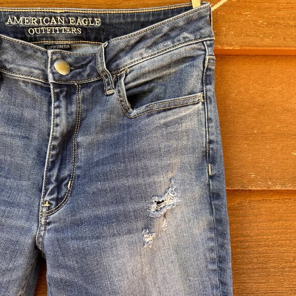 American Eagle Outfitters Super Stretch Ankle Distressed Jeans Size8 - Picture 6 of 15